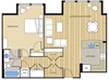 1 Bed1 Bath 805sf Floor Plan 1 Bed1 Bath 805sf Floor Plan at Clayborne Apartments, Virginia